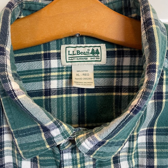 Vintage LL Bean Men's Green Plaid Flannel Shirt Sz XL Button Up 100% Cotton - Picture 3 of 8